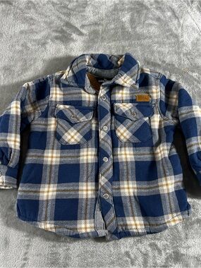 Eddie Bauer Kid's Boys 2T Extra Soft Sherpa Lined Snap Front Plaid Shirt Jacket